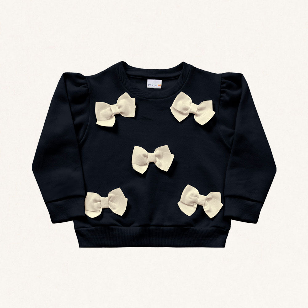 Blusa Moletom Aplique de Laços Fakini - Feminina