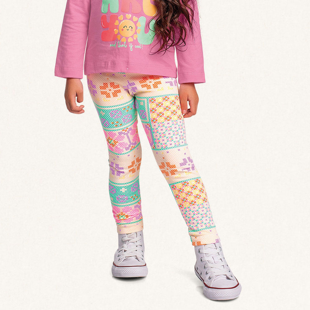 Conjunto Camiseta Manga Longa e Legging Malha You Are You Rosa Fakini - Feminino