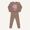 Conjunto Moletom Blusão e Calça Florescer Marrom Fakini - Feminino