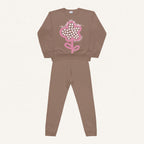 Conjunto Moletom Blusão e Calça Florescer Marrom Fakini - Feminino