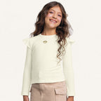 Blusinha Manga Longa Babado com Pingente Fakini - Feminina