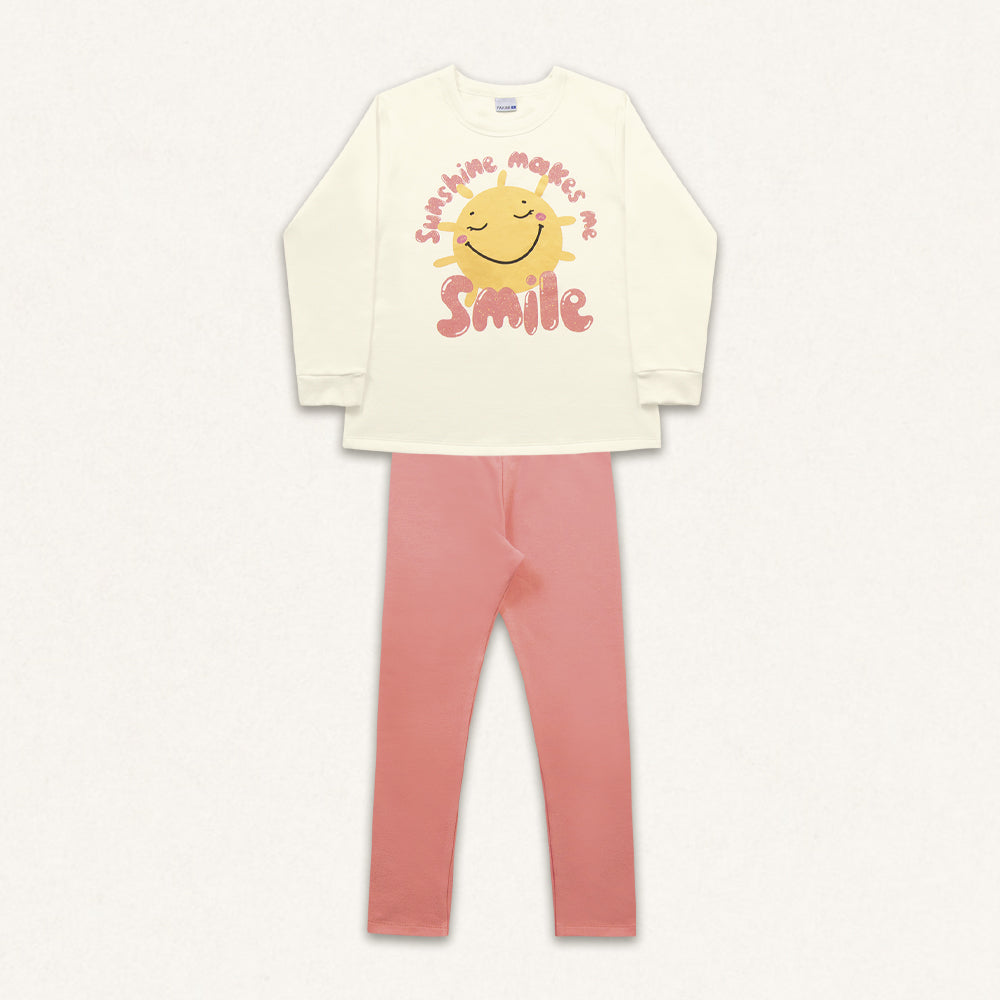 Conjunto Blusão Moletom e Legging Smile Coral Fakini - Feminino