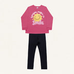 Conjunto Blusa Moletom e Legging Smile Rosa Fakini - Feminino