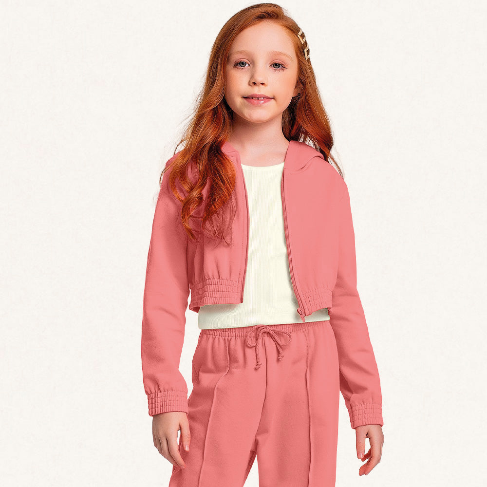 Conjunto 3 peças Jaqueta e Calça Moletom com Regata Canelada Fakini - Feminino