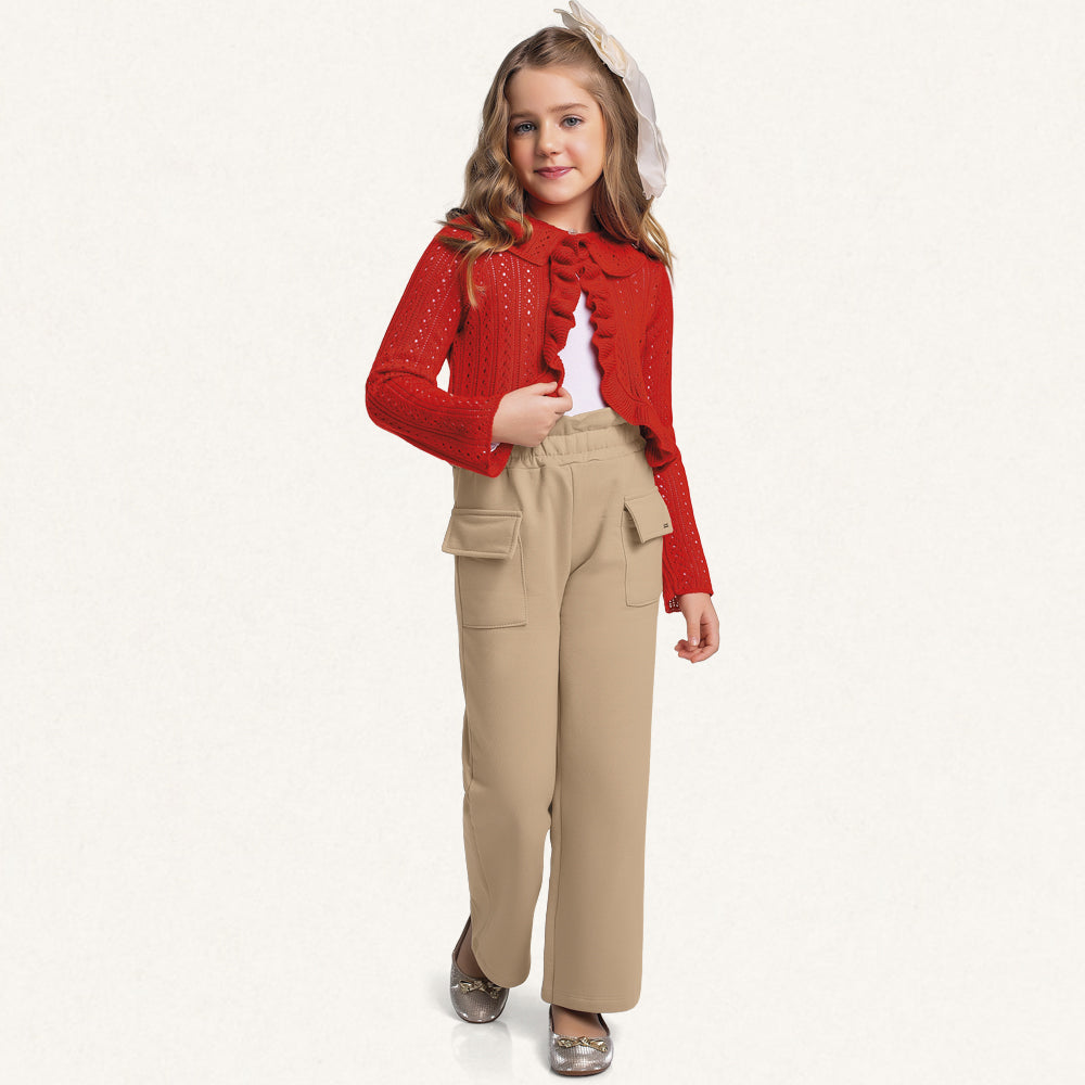 Calça Malha Wide Leg com Bolsos Fakini - Feminina