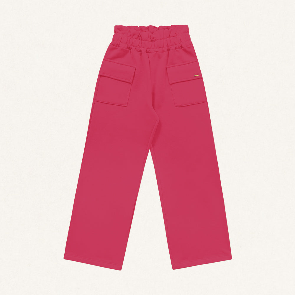 Calça Malha Wide Leg com Bolsos Fakini - Feminina