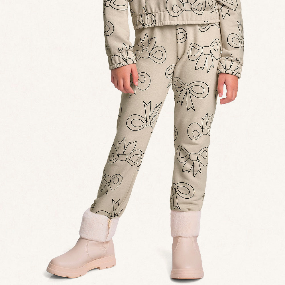 Conjunto Blusa e Calça Moletom Estampa Laços com Babados Fakini - Feminino