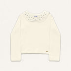 Blusinha Manga Longa Gola com Strass Fakini - Feminina