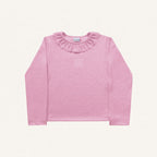 Blusinha Manga Longa Malha Gola Babado Aplique Rosa Fakini – Feminina