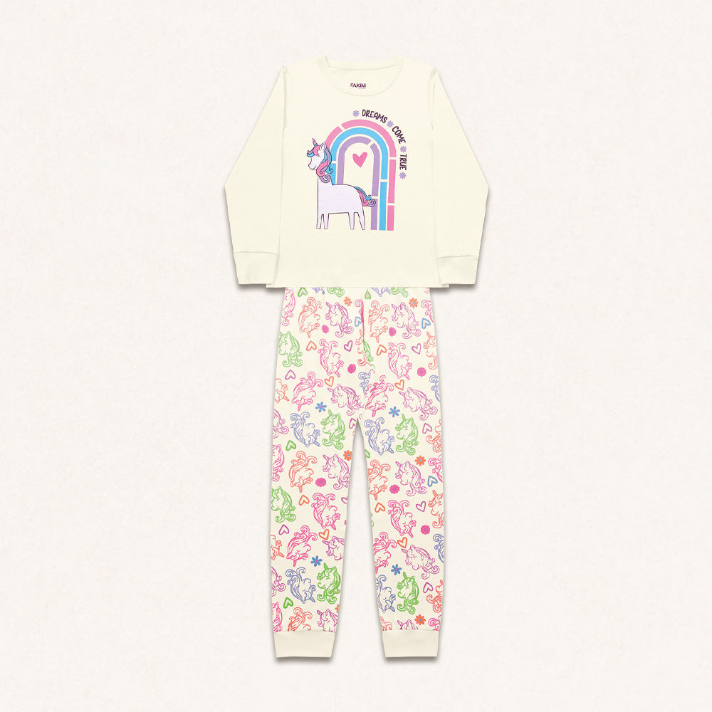 Conjunto Pijama Manga Longa Unicórnio Fakini - Feminino