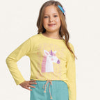 Blusinha Manga Longa Estampada Unicórnio Fakini - Feminina
