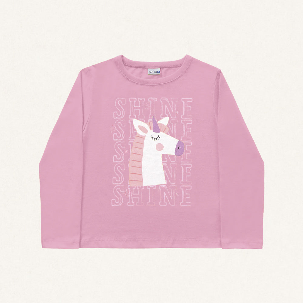 Blusinha Manga Longa Estampada Unicórnio Fakini - Feminina