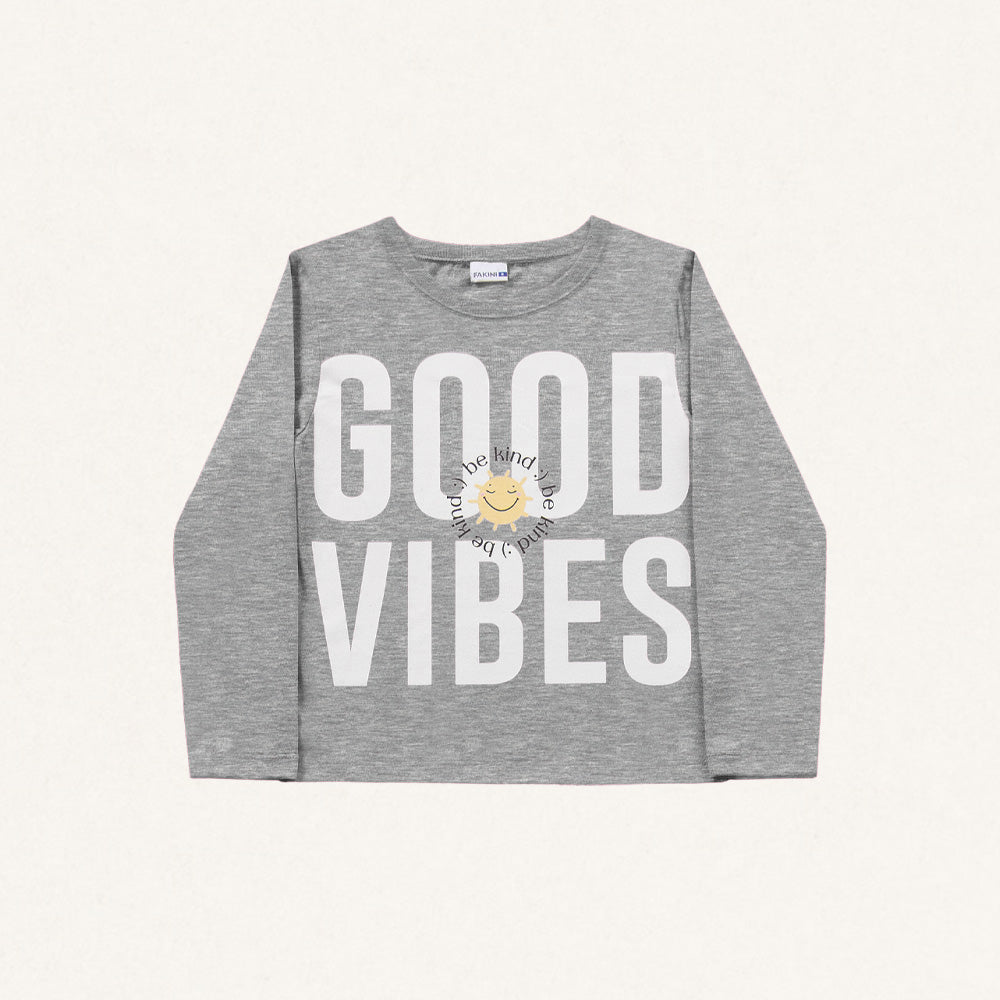 Blusinha Manga Longa Good Vibes Mescla Fakini - Feminina
