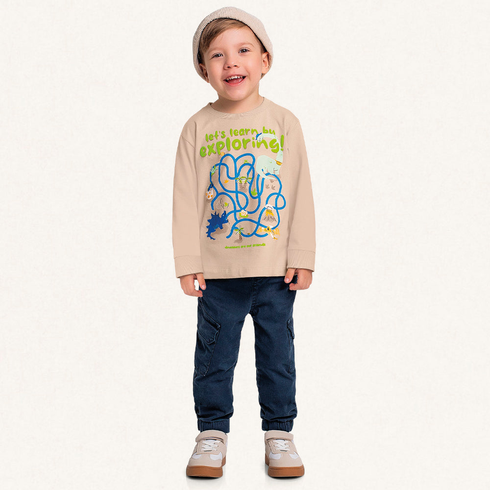 Camiseta Manga Longa Estampada Exploring! Fakini - Masculina