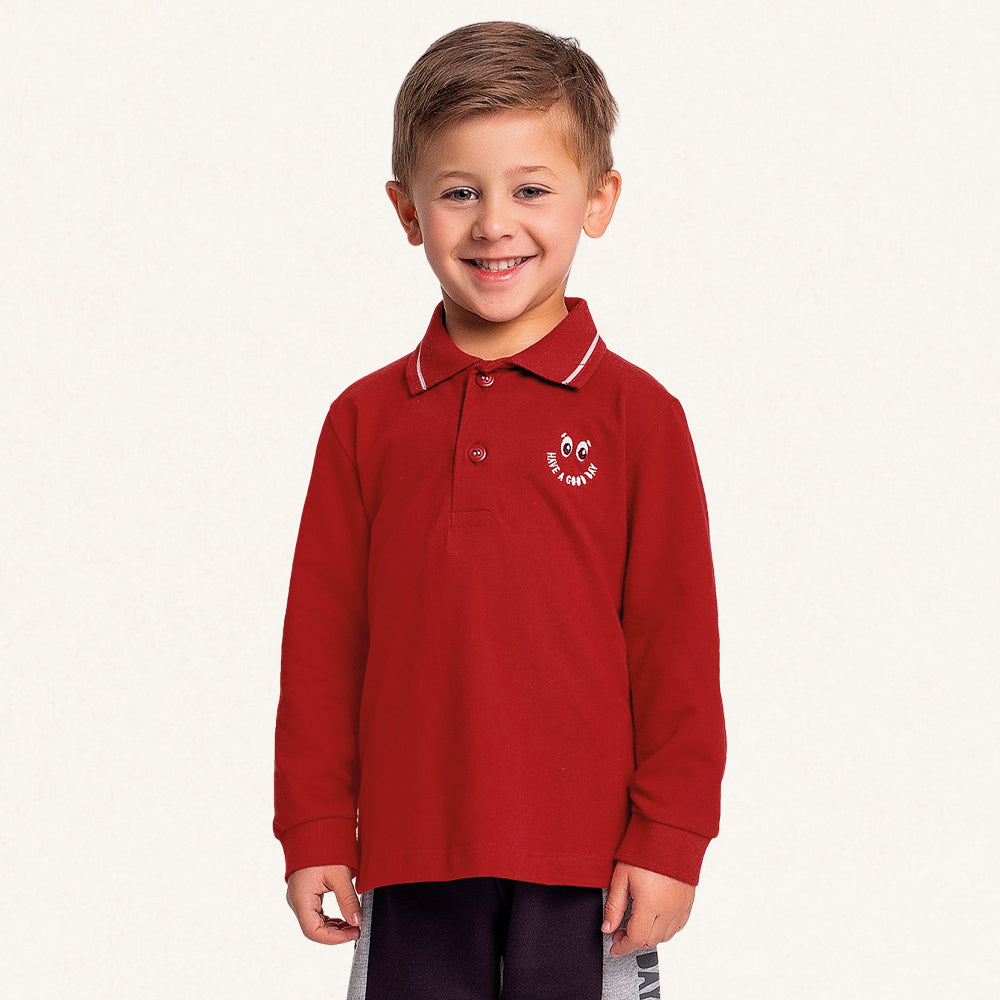 Camisa Polo Manga Longa Bordada Fakini - Masculina