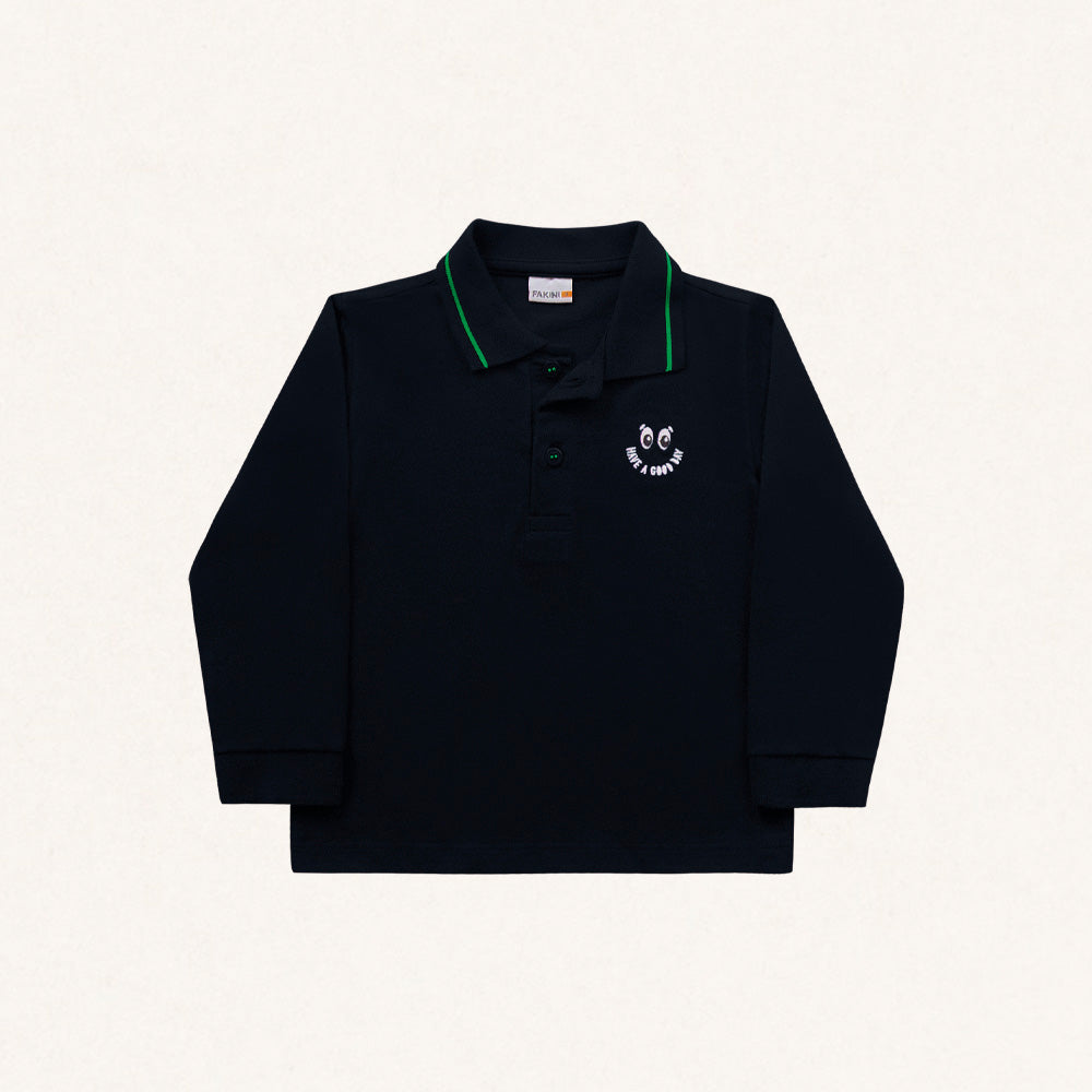 Camisa Polo Manga Longa Bordada Fakini - Masculina