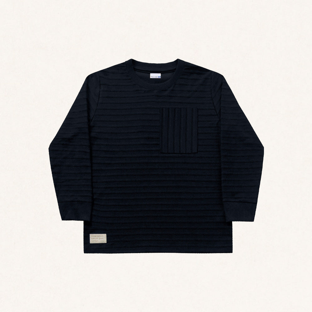 Camiseta Manga Longa Malha com Bolsinho Preta Fakini – Masculina