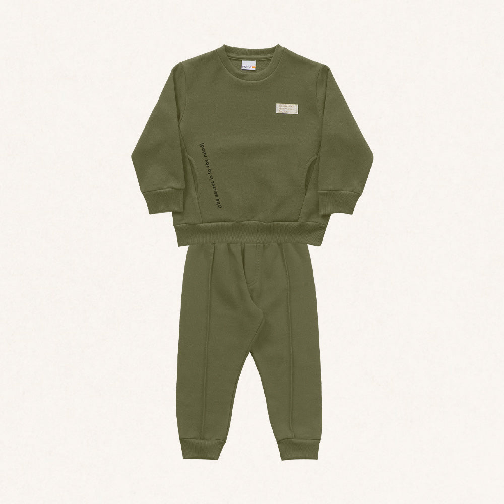Conjunto Blusão e Calça Peluciado Verde Oliva Fakini - Masculino
