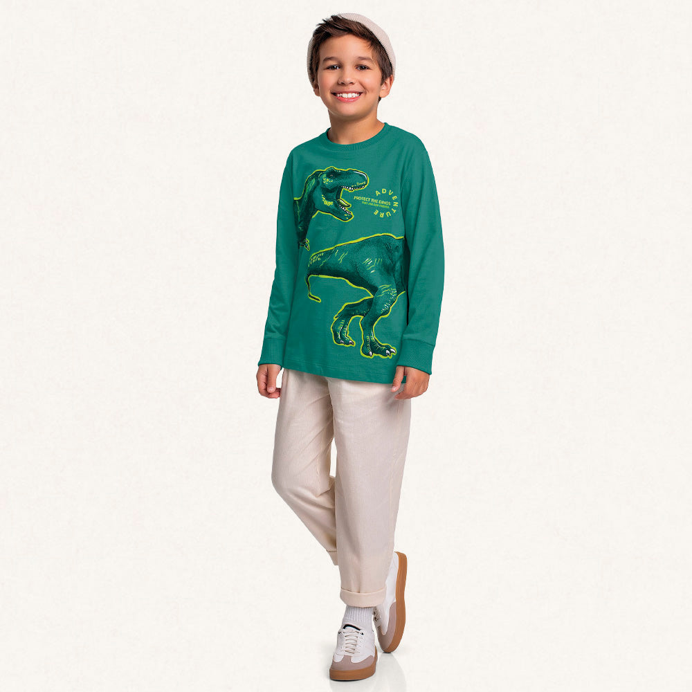 Camiseta Manga Longa Protect the Dinos Fakini - Masculina