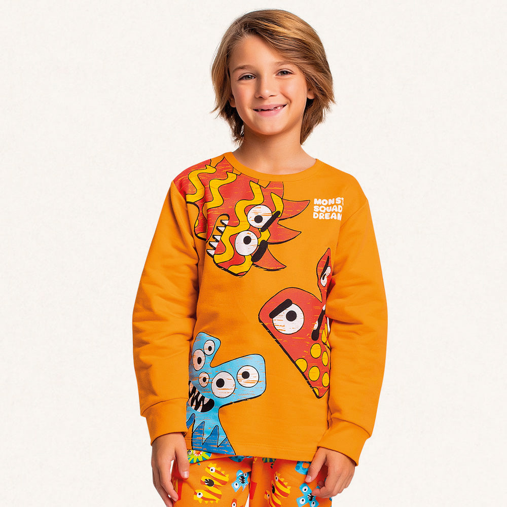 Conjunto Pijama Moletom Peluciado Monster Squad Fakini - Masculino
