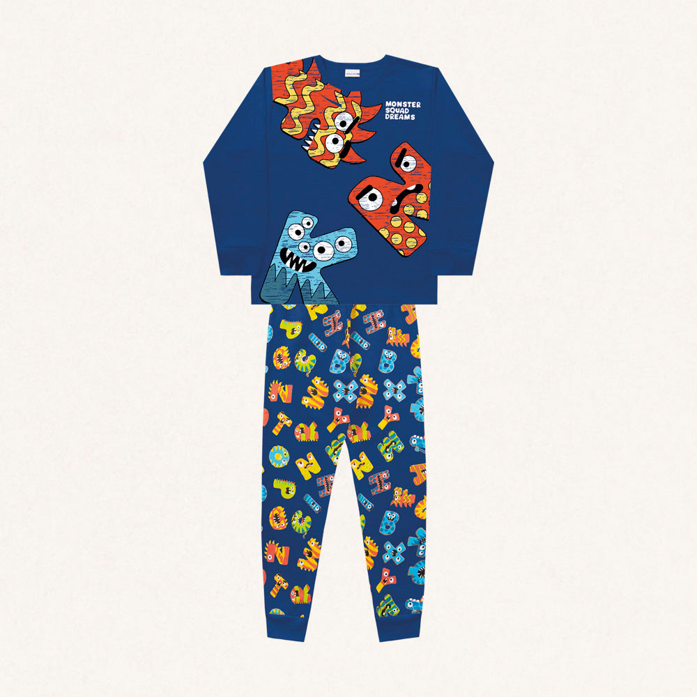 Conjunto Pijama Moletom Peluciado Monster Squad Fakini - Masculino