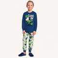 Conjunto Pijama Malha Manga Longa Estampado Game On Dino Azul Fakini – Masculino