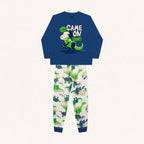 Conjunto Pijama Malha Manga Longa Estampado Game On Dino Azul Fakini – Masculino