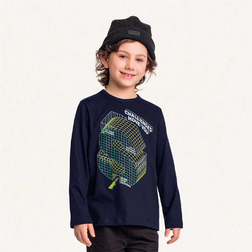 Camiseta Manga Longa Estampada Challenges Move You Fakini - Masculina