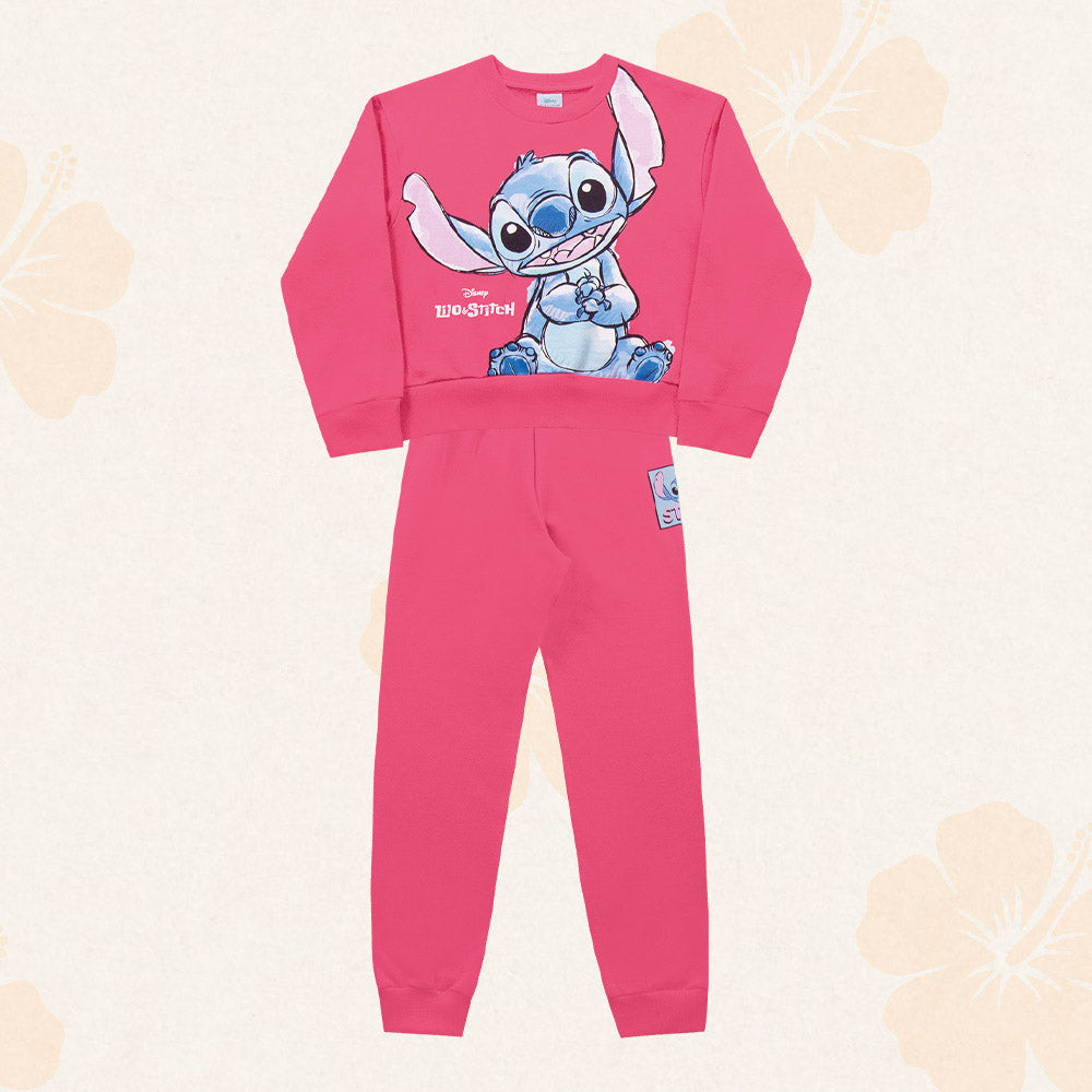 Conjunto Moletom Blusa e Calça Peluciado Lilo e Stitch Fakini - Feminino