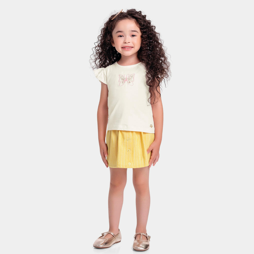 Conjunto Blusa e Short Saia Borboleta Fakini Feminino