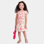 Vestido Estampa Tropical Fakini Feminino - Marfim/Rosa