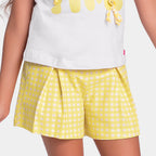 Conjunto Blusa Manga Curta e Shorts Fresh Time Fakini Feminino Branco/Amarelo