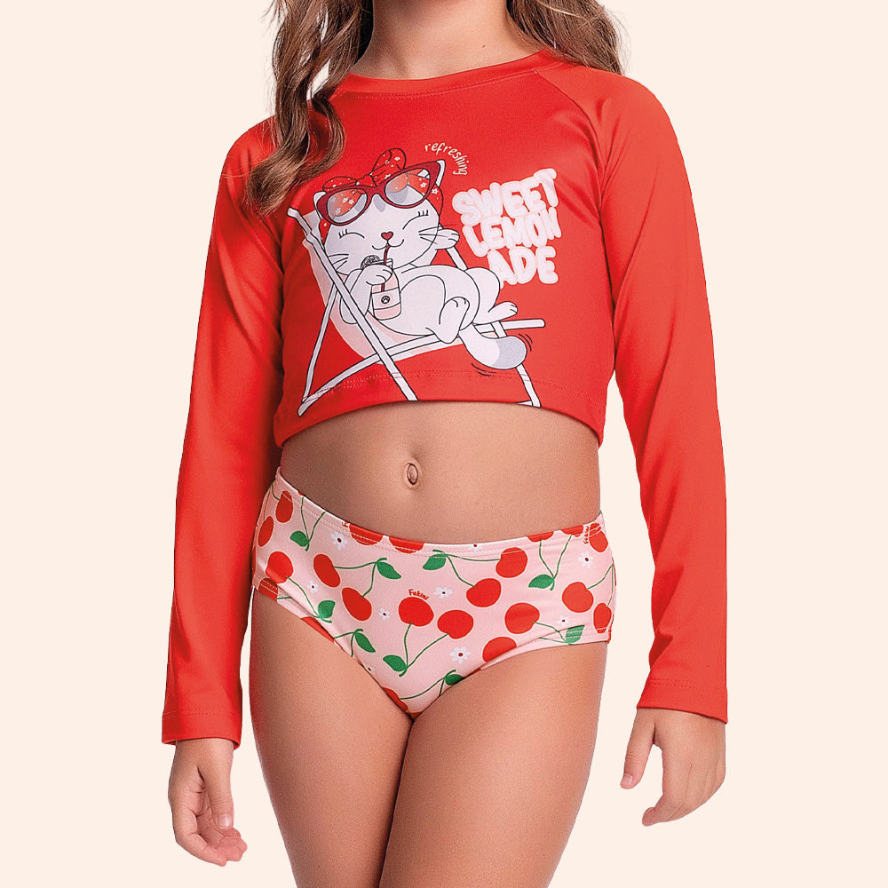 Conjunto Moda Praia Sweet Lemonade Com Amarrador Fakini Feminino