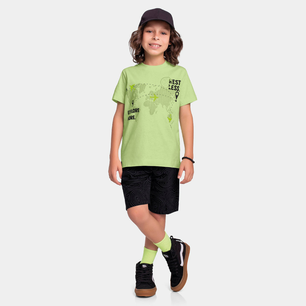 Conjunto Camiseta Manga Curta e Bermuda Rest Less Fakini Masculino