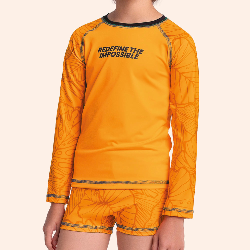 Conjunto Camiseta Manga Longa e Sunga Boxer Redefine the impossible Fakini Masculino - Laranja