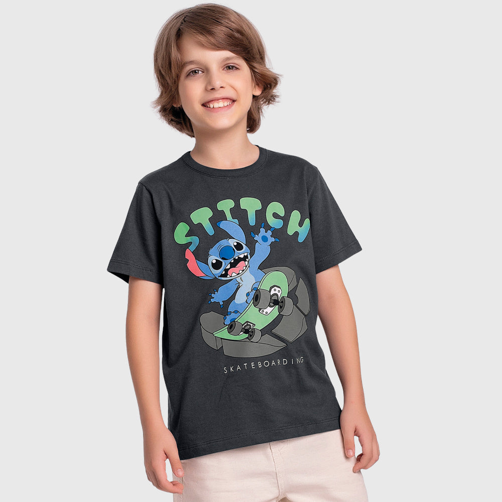 Camiseta Manga Curta Stitch Skateboarding Fakini Masculino