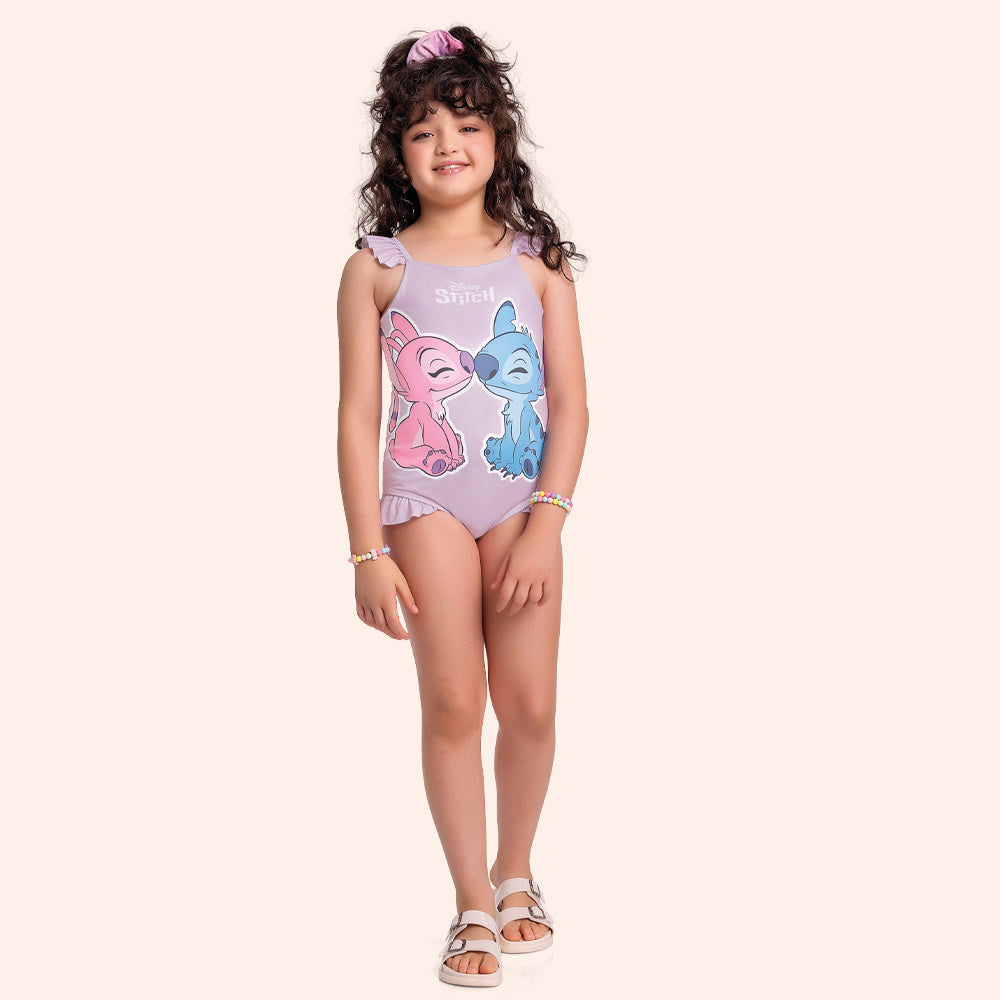 Maiô Lilo e Stitch Com Detalhes Em Babado Fakini Feminino