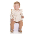 Conjunto Bata Manga Longa Bordado e Legging Tricot Feminino Bebê Randa Mundu