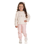 Conjunto Blusa Pelinho Bordada e Calça Moletom Feminina Infantil Randa Mundu