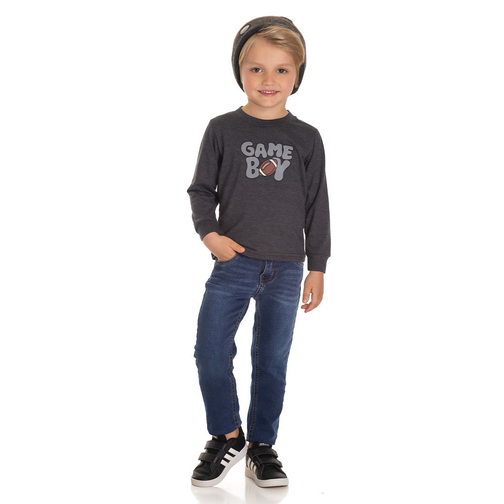Camiseta Manga Longa Game Boy Masculina Infantil Randa Mundu
