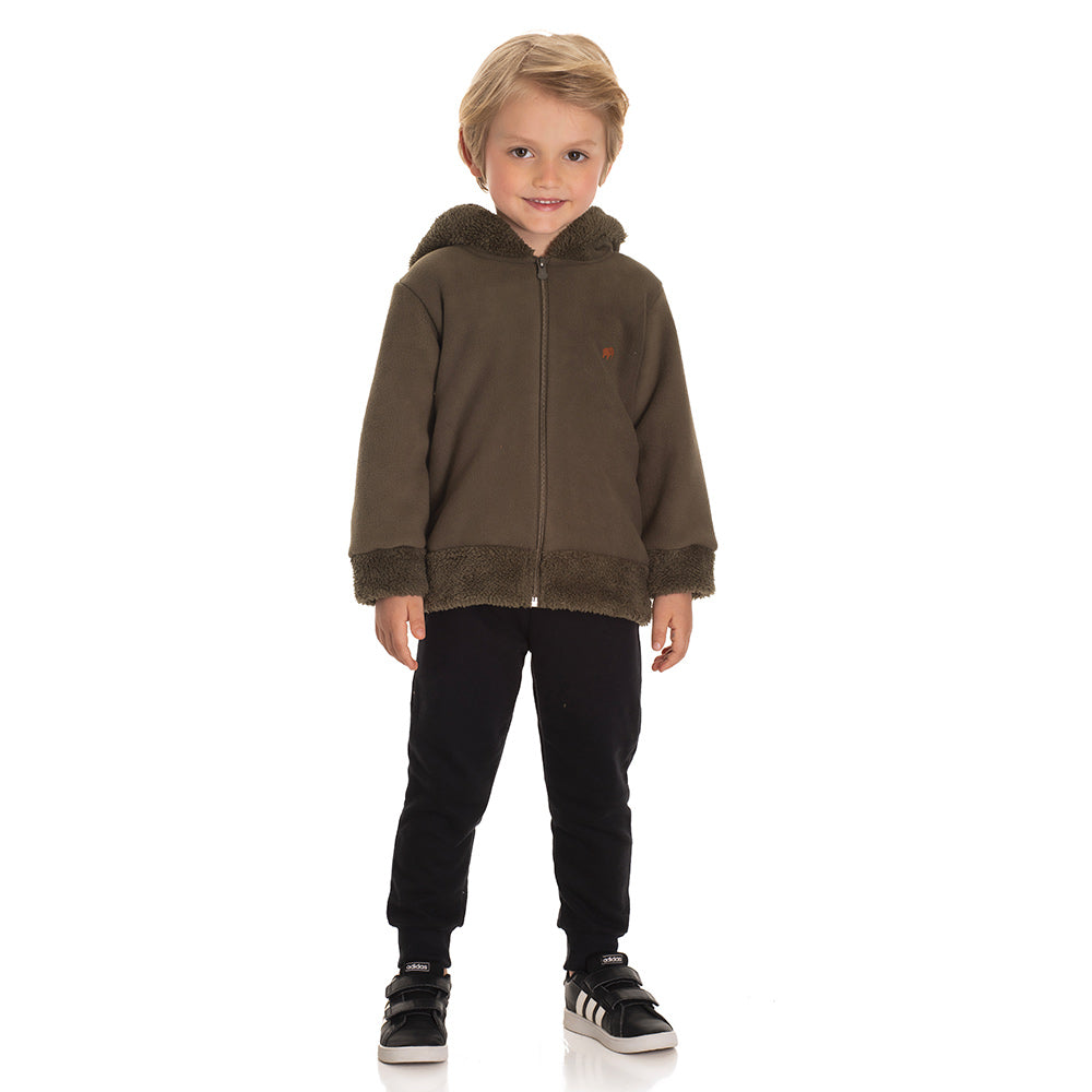 Conjunto Casaco Sherpa Soft e Calça Moletom Masculino Infantil Randa Mundu