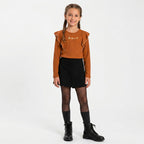 Blusinha Manga Longa Canelada Blessed Infantil Feminina Randa Mundu