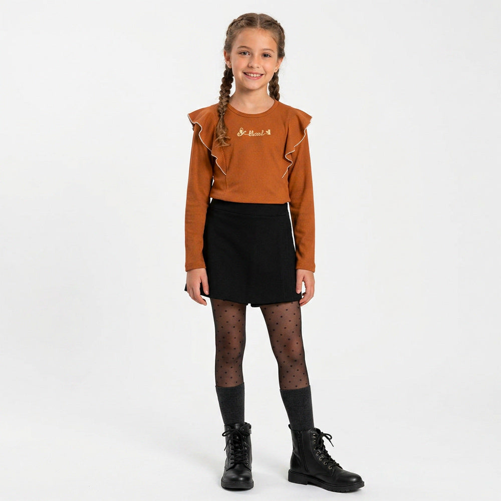 Blusinha Manga Longa Canelada Blessed Infantil Feminina Randa Mundu