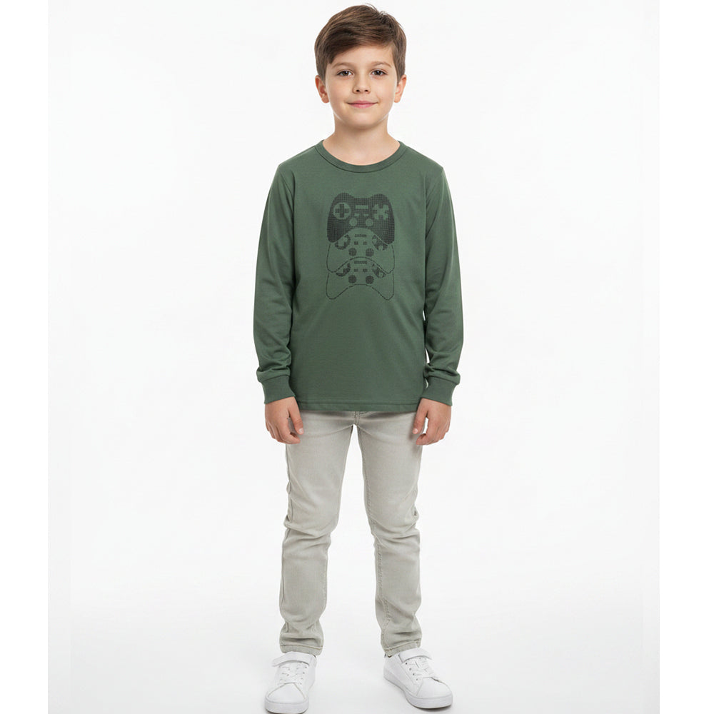 Camiseta Manga Longa Sempre Kids Estampada Masculina
