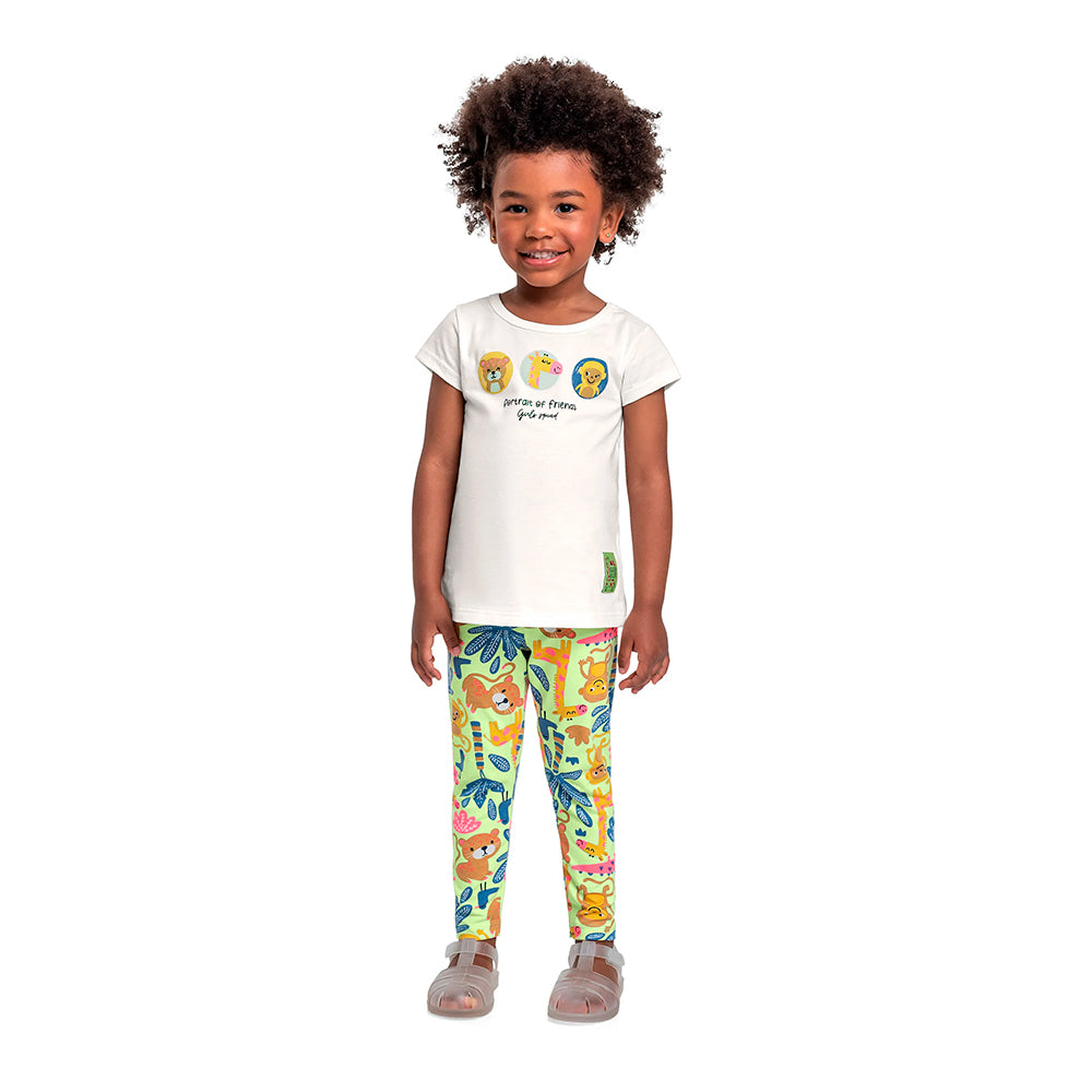 Conjunto Blusa Manga Curta e Legging Beeloop Feminino - Natural