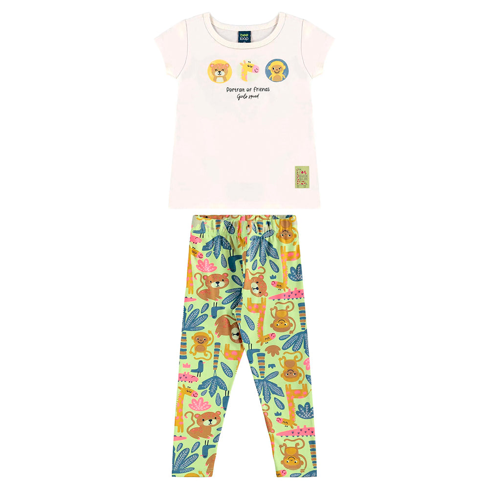 Conjunto Blusa Manga Curta e Legging Beeloop Feminino - Natural