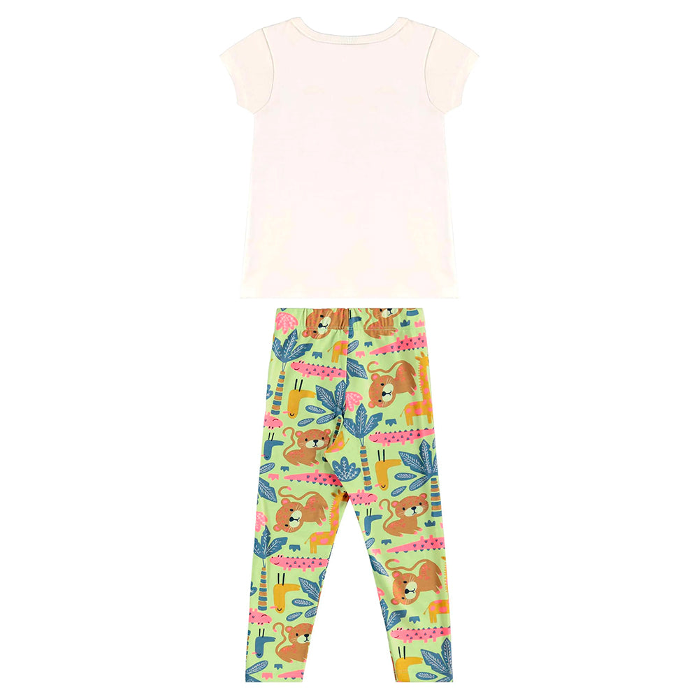 Conjunto Blusa Manga Curta e Legging Beeloop Feminino - Natural