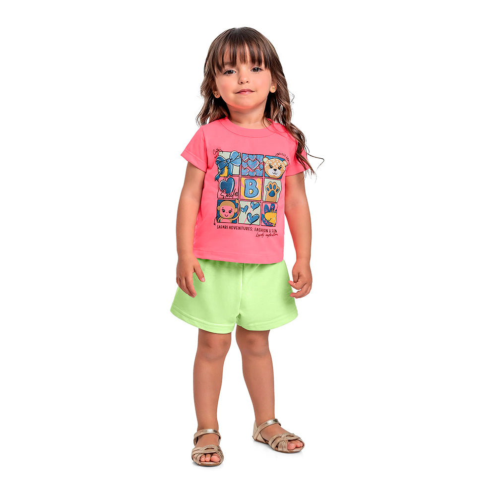 Conjunto Blusa Manga Curta e Shorts  Beeloop Feminino