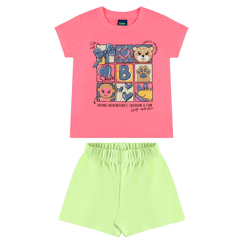 Conjunto Blusa Manga Curta e Shorts  Beeloop Feminino