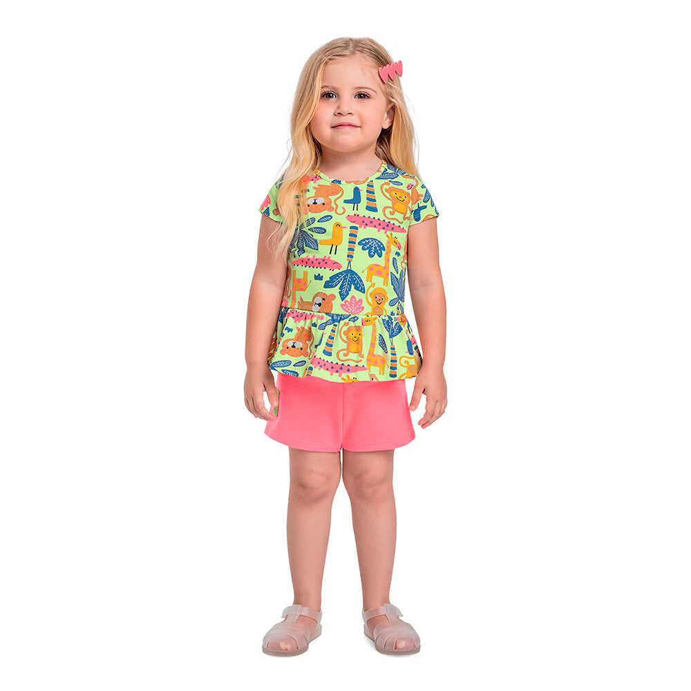 Conjunto Blusa Manga Curta e Shorts Beeloop Feminino